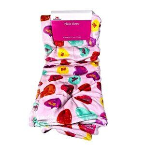 Way To Celebrate Candy Hearts Velvet Plush Throw Blanket 50" x 60" Multicolor